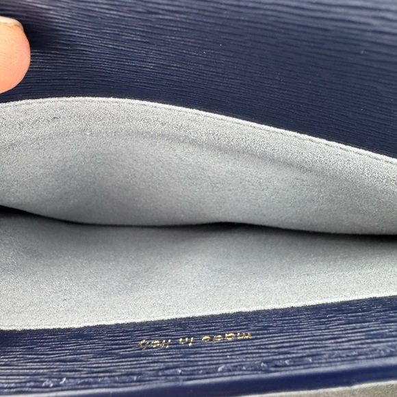 Senreve Navy Leather Laptop Pouch Portfolio Clutch Made in Italy - Picture 8 of 13